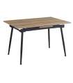 Mesa para comedor fija Md-Tania acabado roble aserrado, 120/150cm(ancho) 75cm(altura) 80cm(fondo).