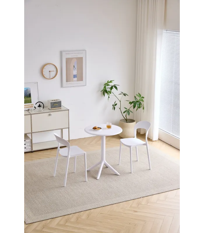 Mesa fija Md-Princesa blanca, 60x75cm, redonda