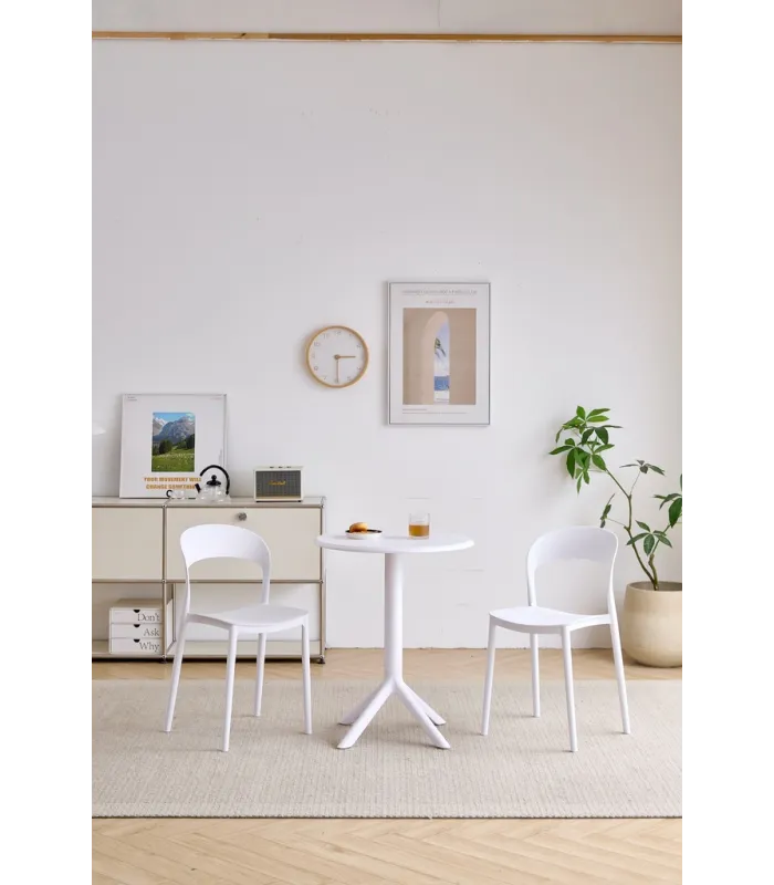 Mesa fija Md-Princesa blanca, 60x75cm, redonda