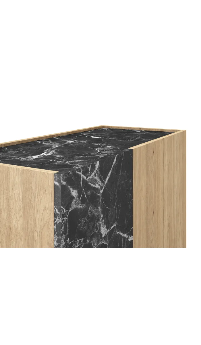 Mueble Auxiliar Alto 2 Puertas, Roble/Negro Moderno