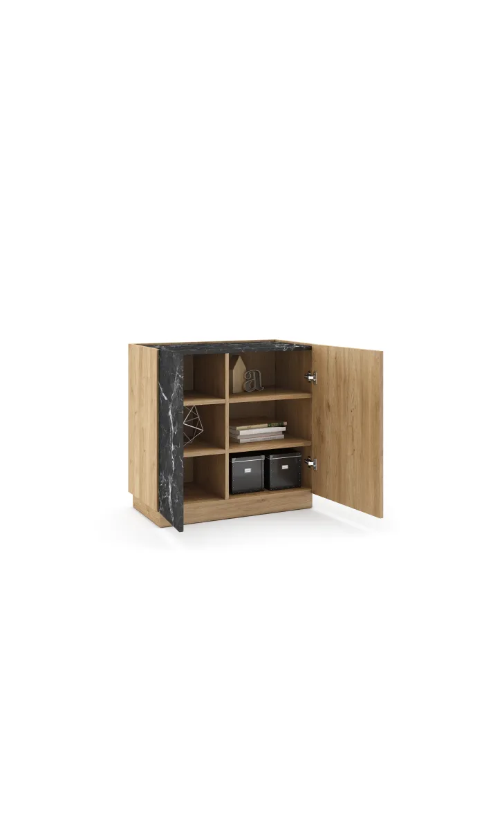 Mueble auxiliar 2 puertas, acabado roble/negro