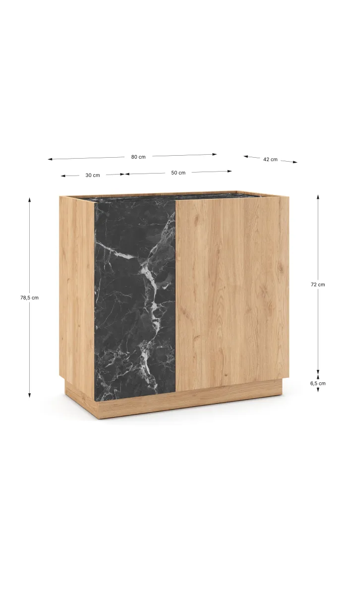 Mueble auxiliar 2 puertas, acabado roble/negro