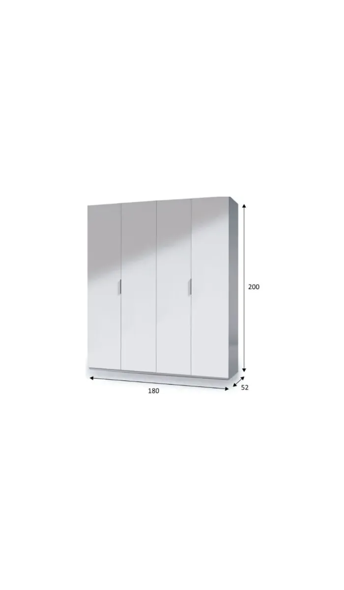 Frs Armoire Alba portes coulissantes finition blanche 200 cm(hauteur)120 cm(largeur)50 cm(longueur)