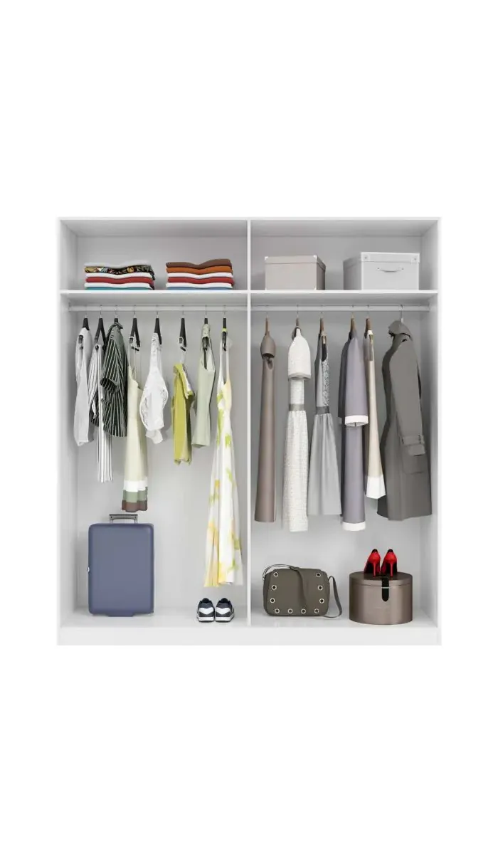 Frs Armoire Alba portes coulissantes finition blanche 200 cm(hauteur)120 cm(largeur)50 cm(longueur)
