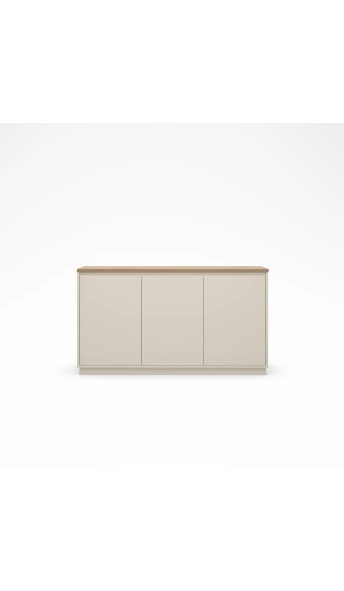 Aparador Clemente 3 puertas, visón/roble, 152cm