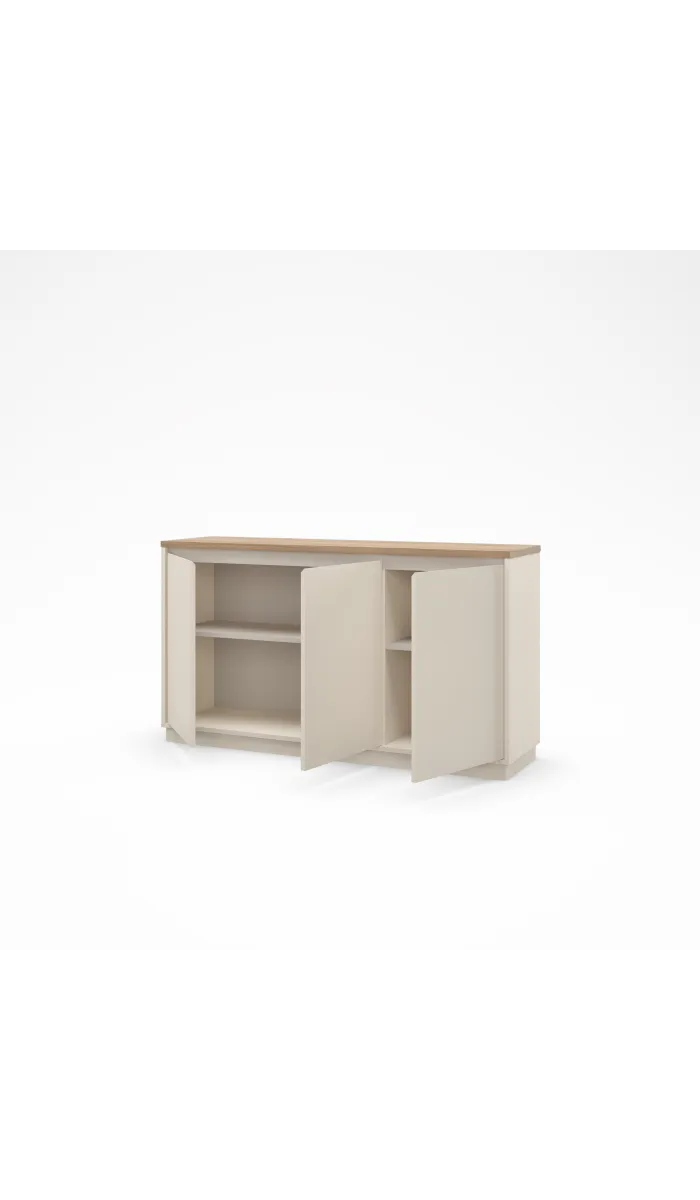 Aparador Clemente 3 puertas, visón/roble, 152cm