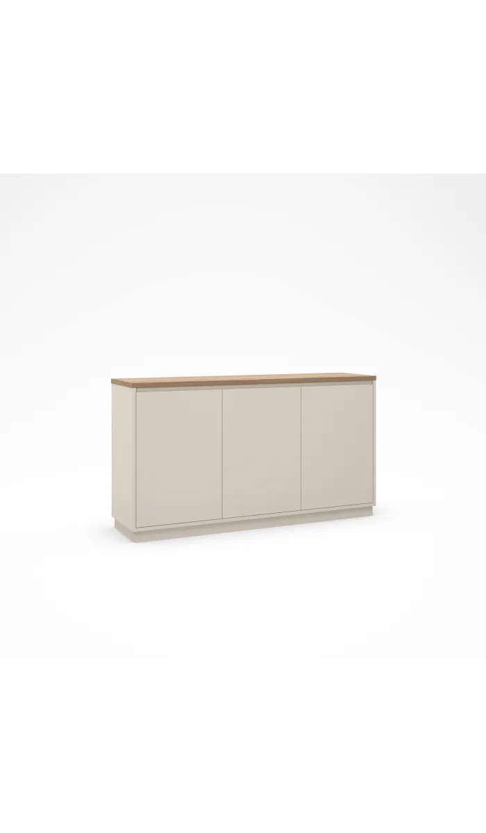 Aparador Clemente 3 puertas, visón/roble, 152cm