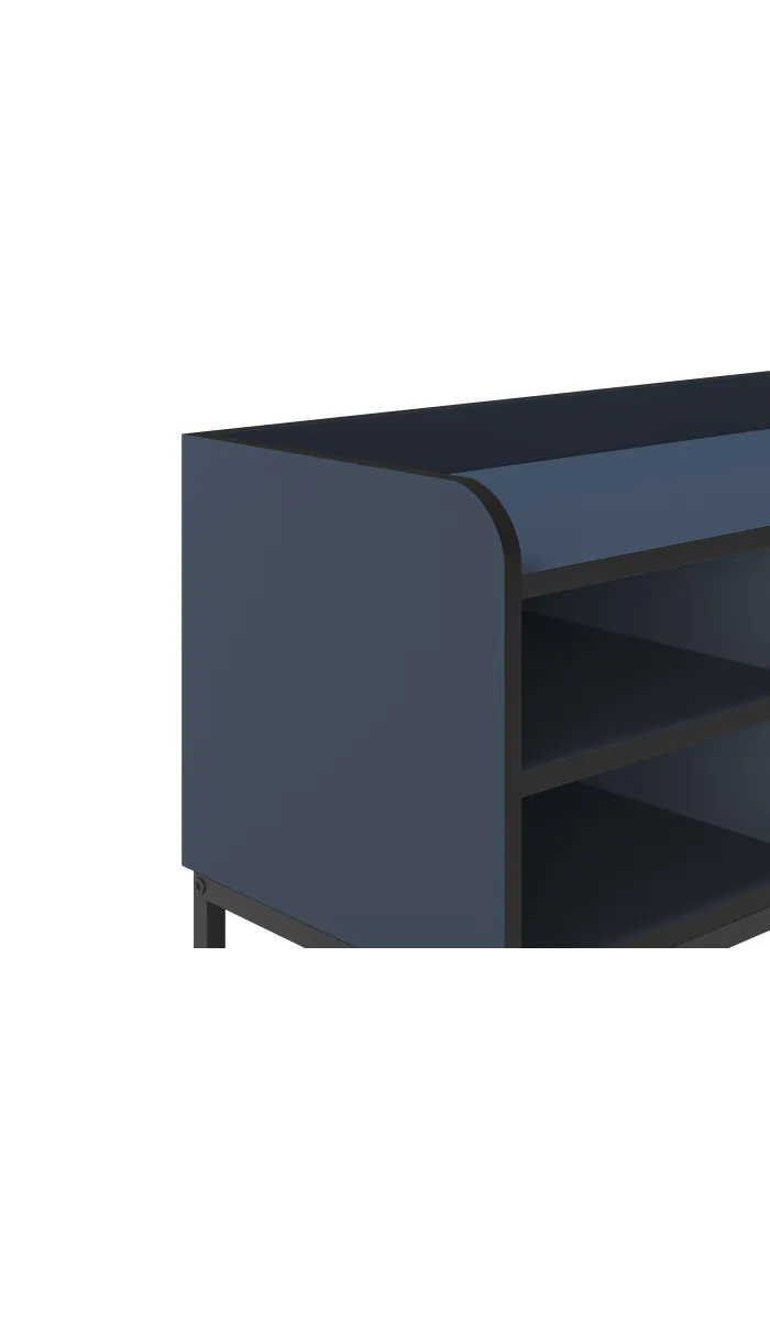 Mueble TV Calixto azul y negro, 3 puertas