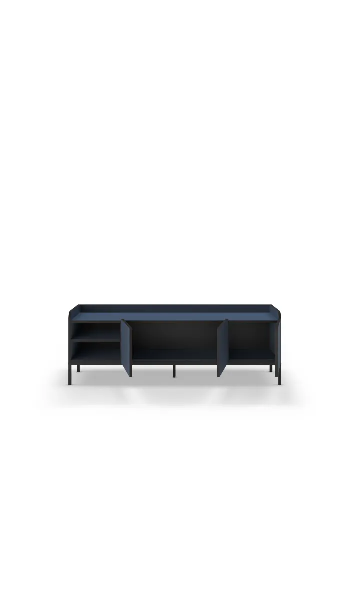 Mueble TV Calixto azul y negro, 3 puertas