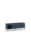Mueble para televisión 3 puertas 2 huecos mod-Calixto acabado azul y negro, 160cm(ancho) 55cm(alto) 42cm(largo)