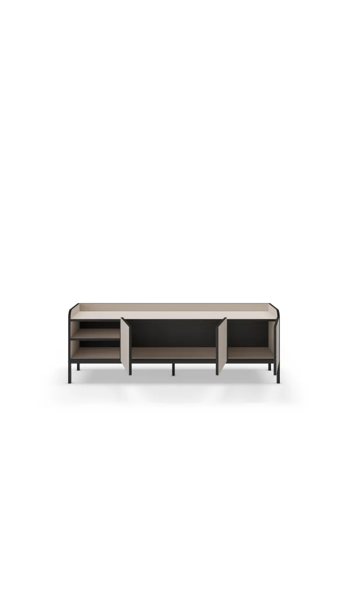 Mueble TV Calixto 3 puertas 2 huecos crema-negro 160cm