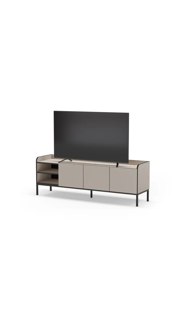 Mueble TV Calixto 3 puertas 2 huecos crema-negro 160cm