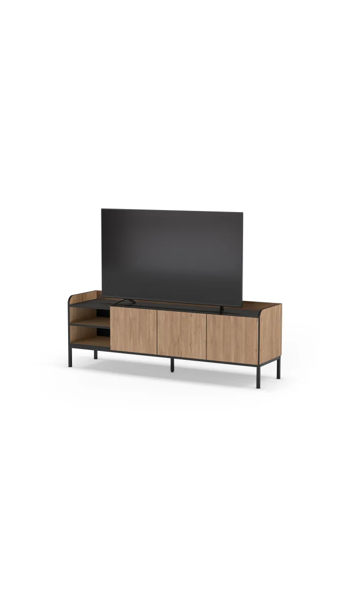 Mueble TV Calixto 3 puertas, 2 huecos, roble sepet