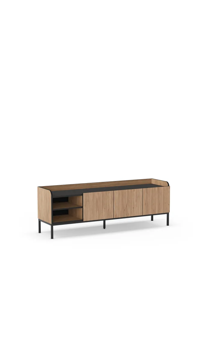Mueble TV Calixto 3 puertas, 2 huecos, roble sepet