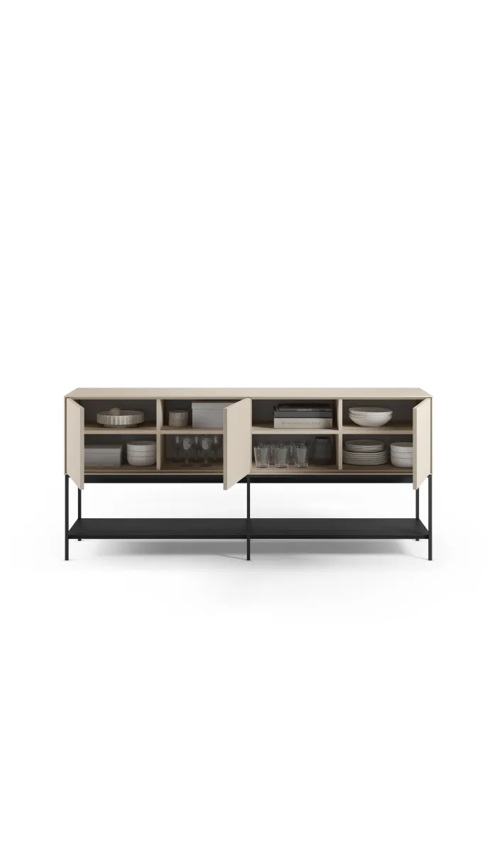 Aparador moderno cremoso y negro, 180cm