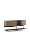Aparador 3 puertas 2 huecos md-Nina acabado roble-ud/negro, 180cm(ancho) 80cm(alto) 40cm(largo)