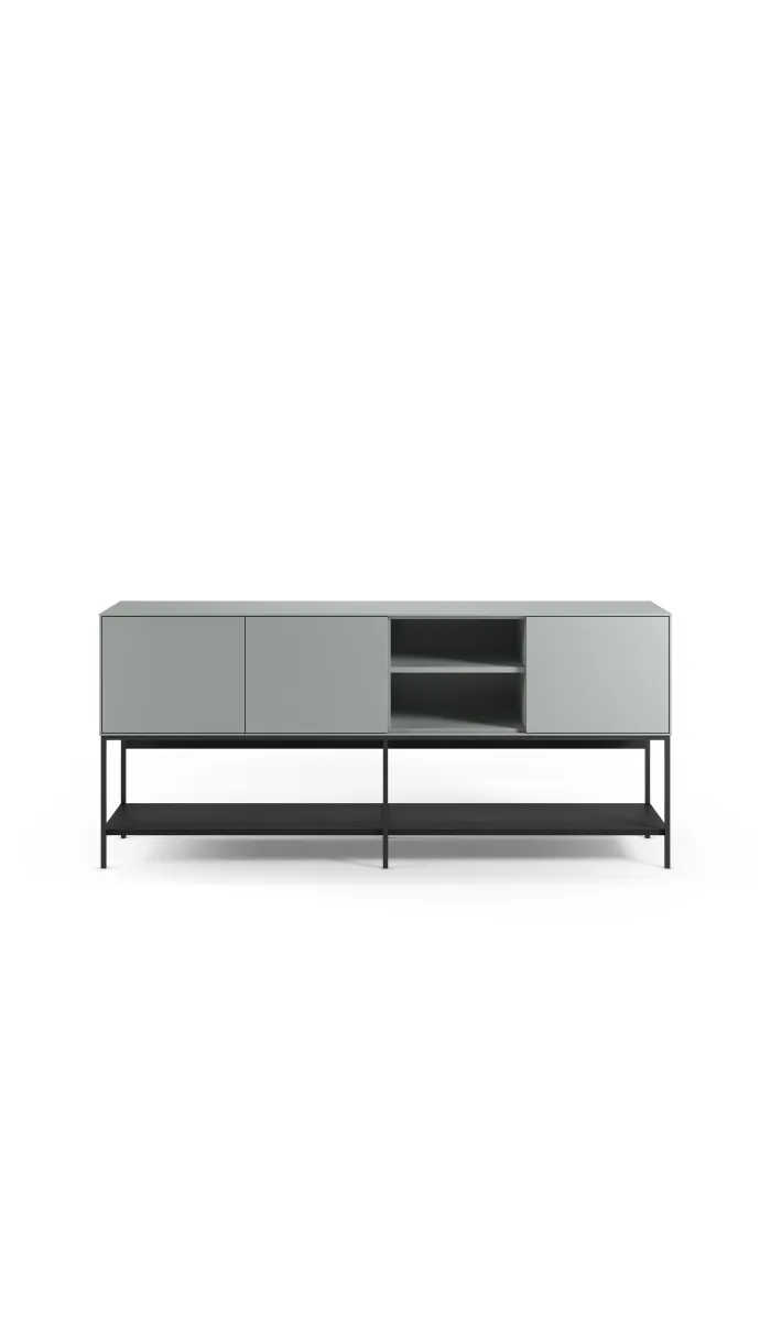 Mueble aparador modelo Doric 3 puertas 3 cajones interiores acabado blanco.