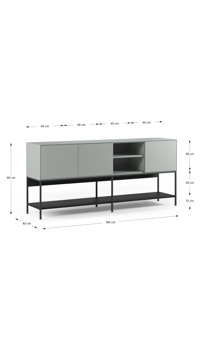 Mueble aparador modelo Doric 3 puertas 3 cajones interiores acabado blanco.