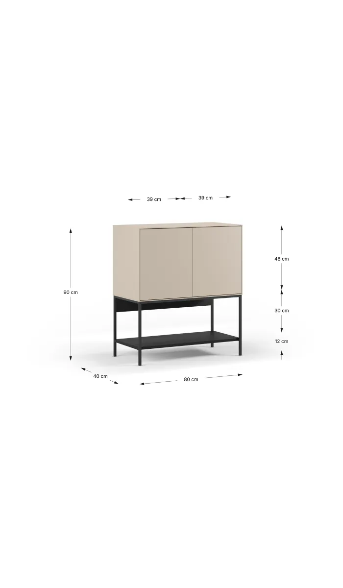 Mueble auxiliar mod. Nina 2 puertas crema/negro