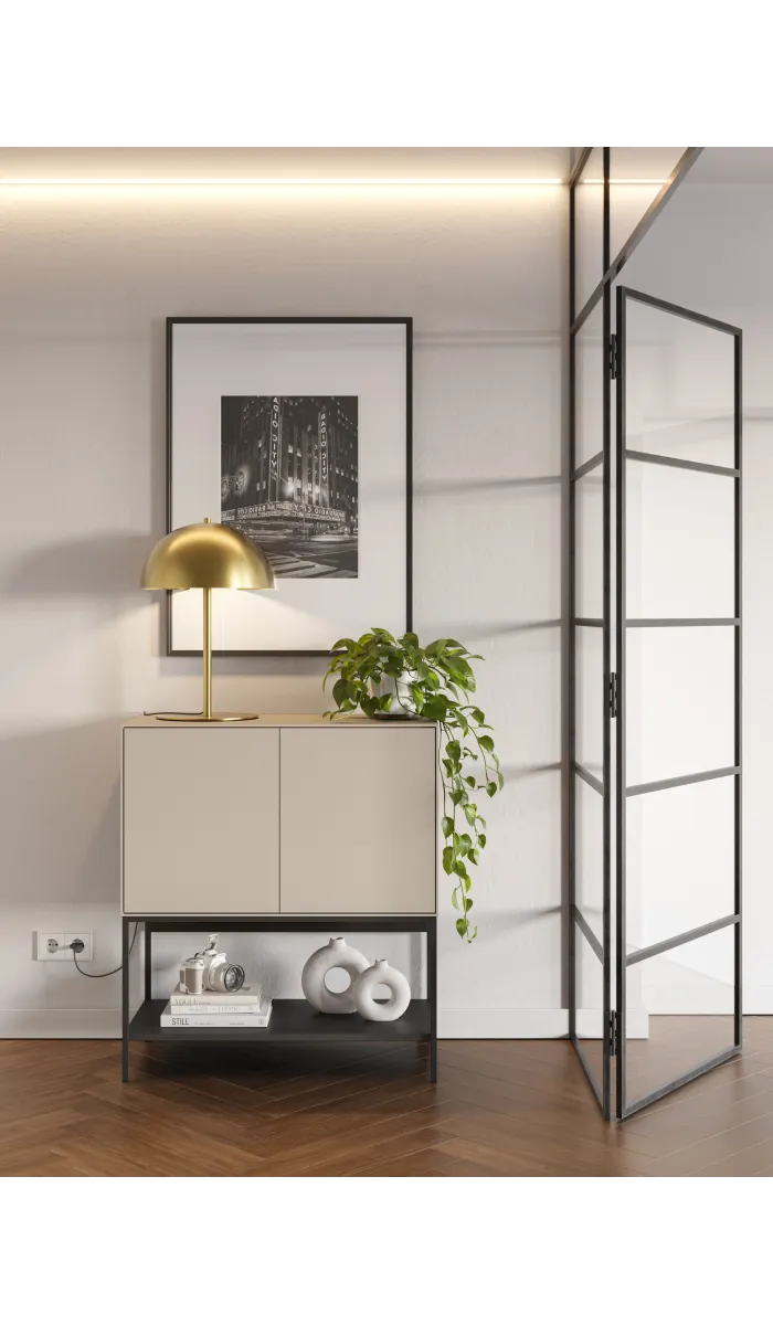 Mueble auxiliar mod. Nina 2 puertas crema/negro