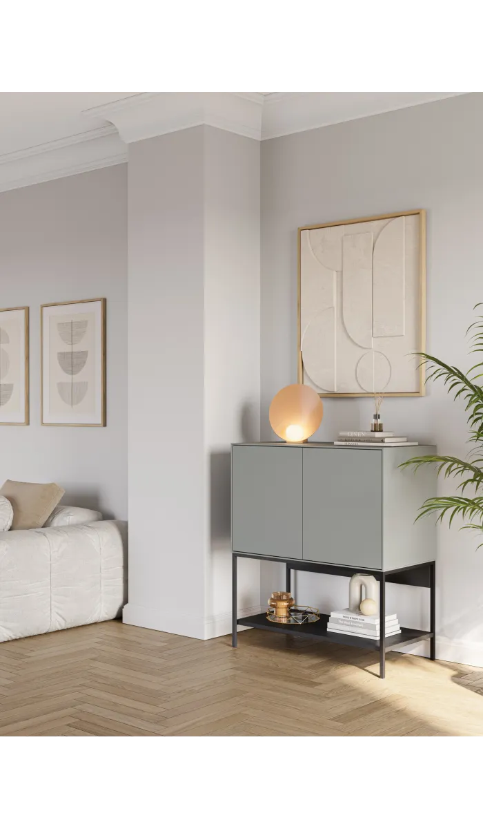 Armário lateral MD-Nina 2 portas em creme/preto