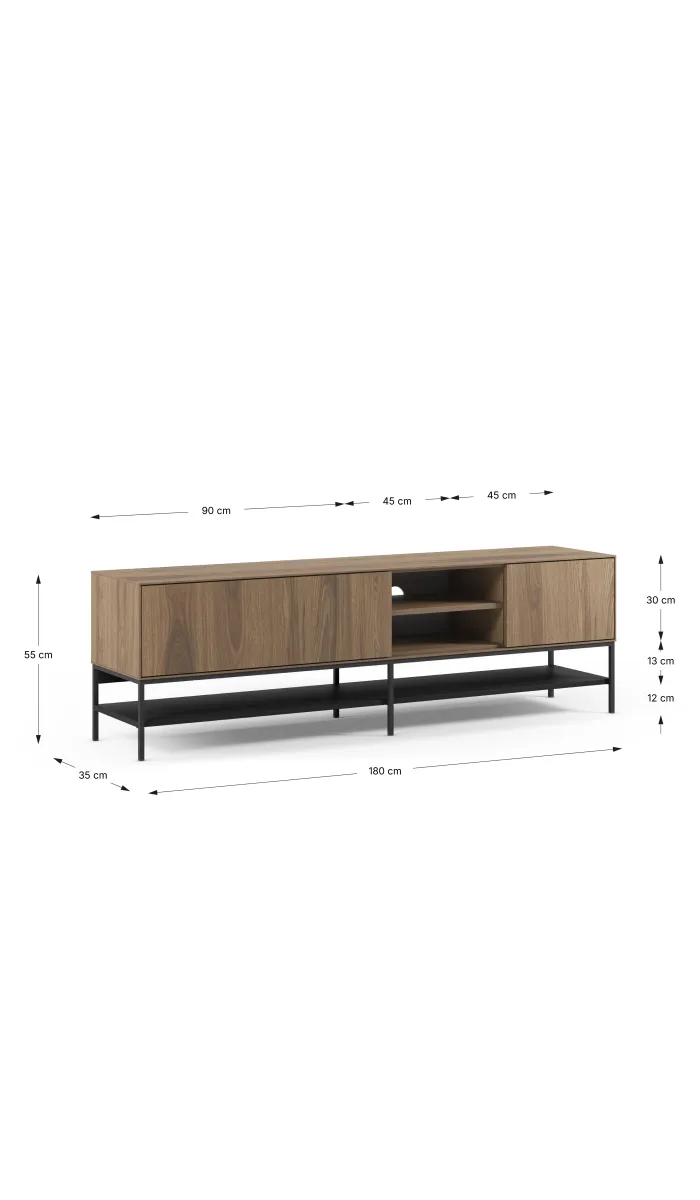 Mueble TV 2 puertas mod. Nina, roble-ud/negro