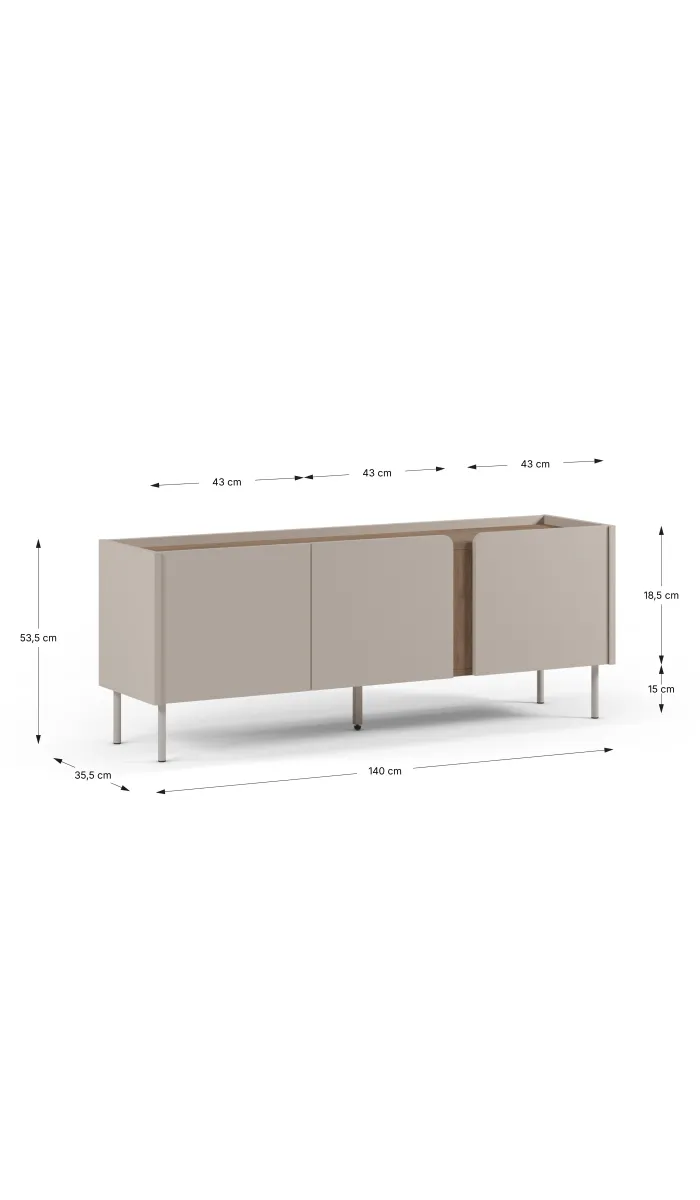 Mueble TV 3 puertas mod-Regina crema y roble sepeto