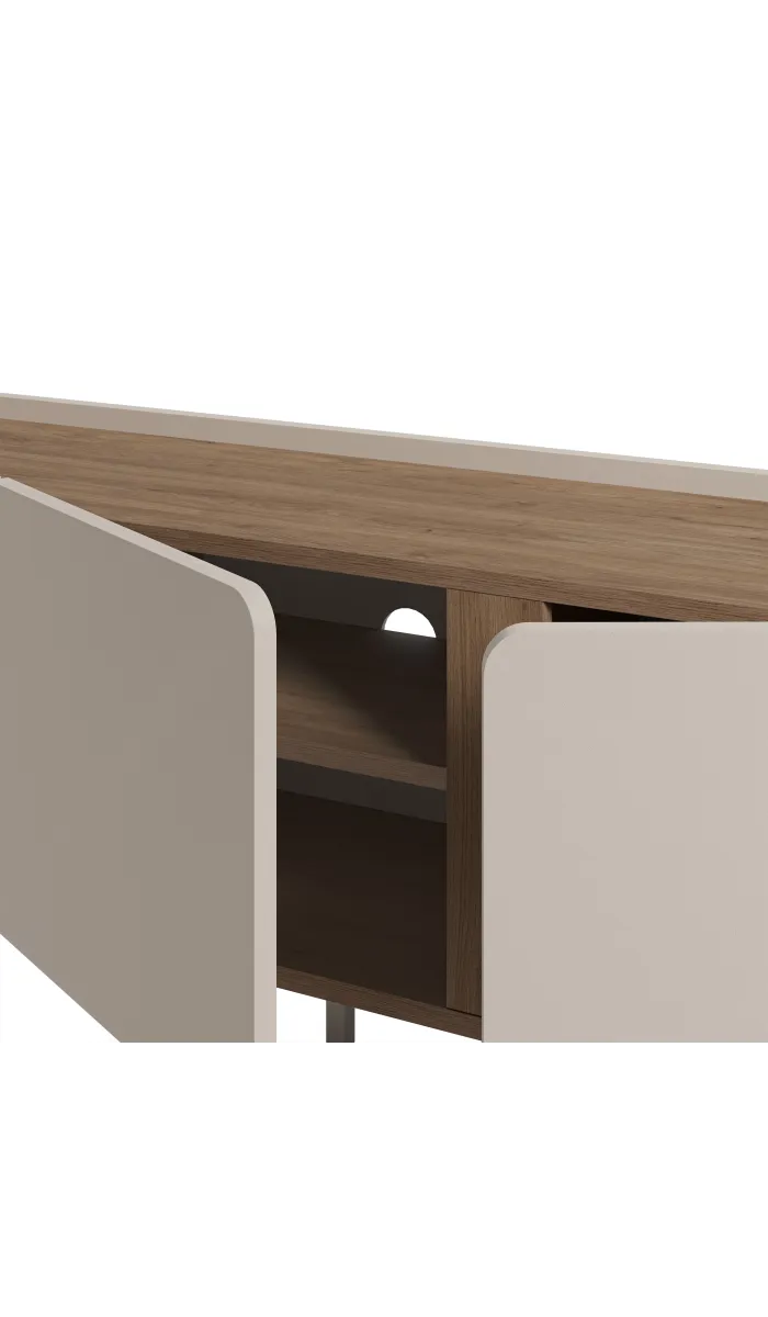 Mueble TV 3 puertas mod-Regina crema y roble sepeto