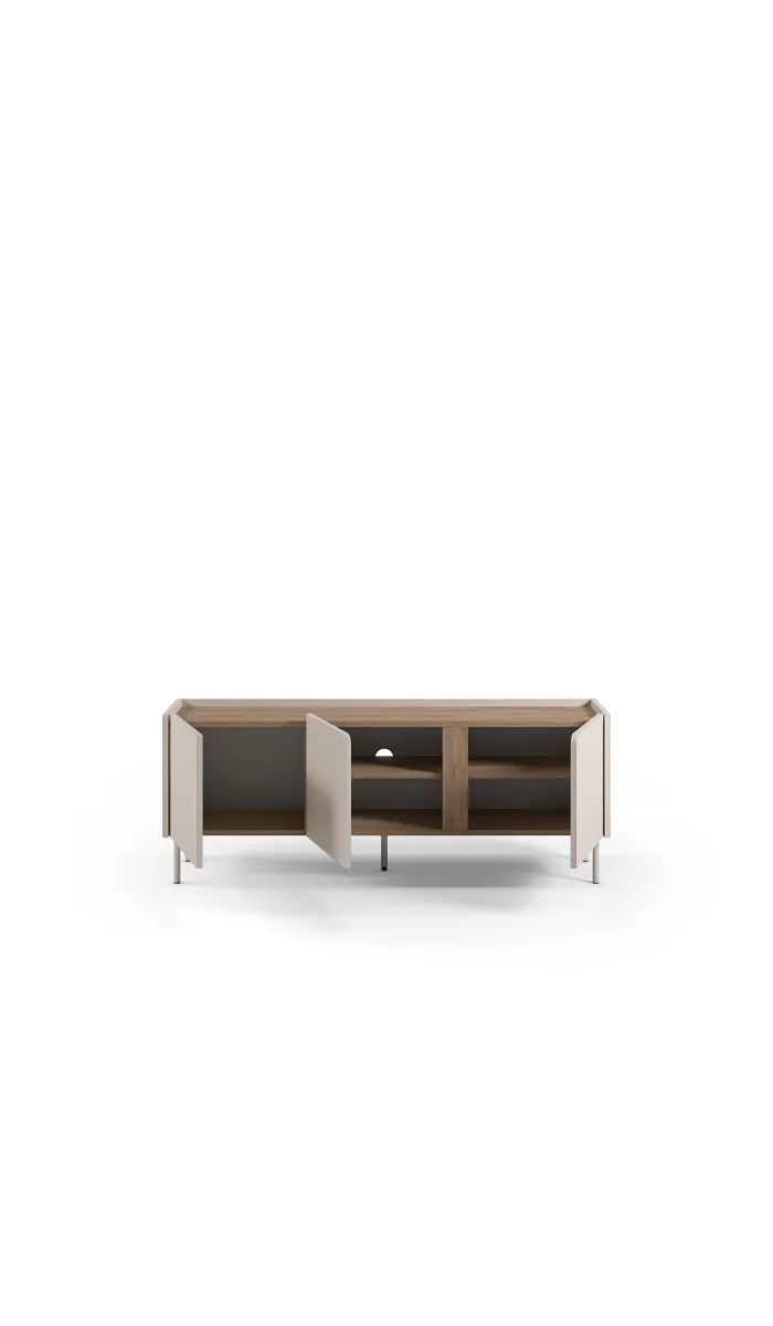 Mueble TV 3 puertas mod-Regina crema y roble sepeto
