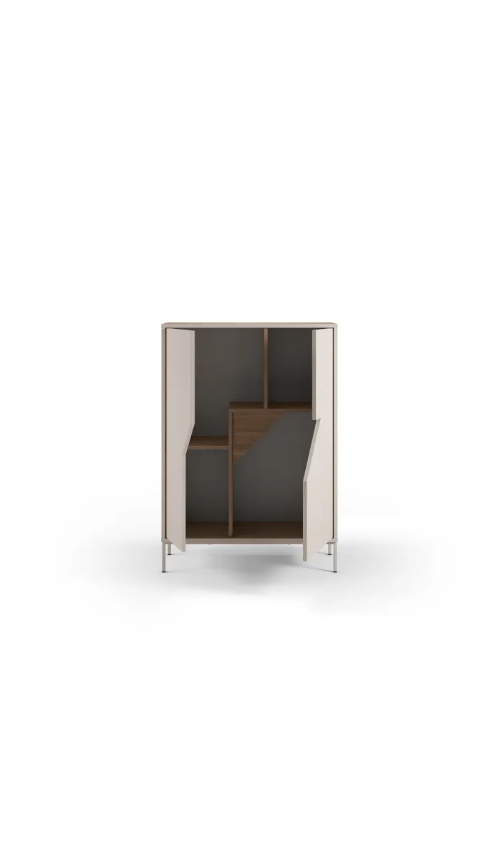 Mueble auxiliar alto Rómulo 2 puertas, crema y roble
