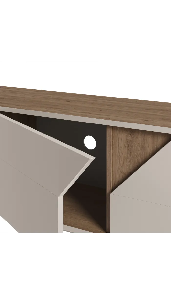 Mueble televisión Rómulo, crema y roble sepet, 150cm