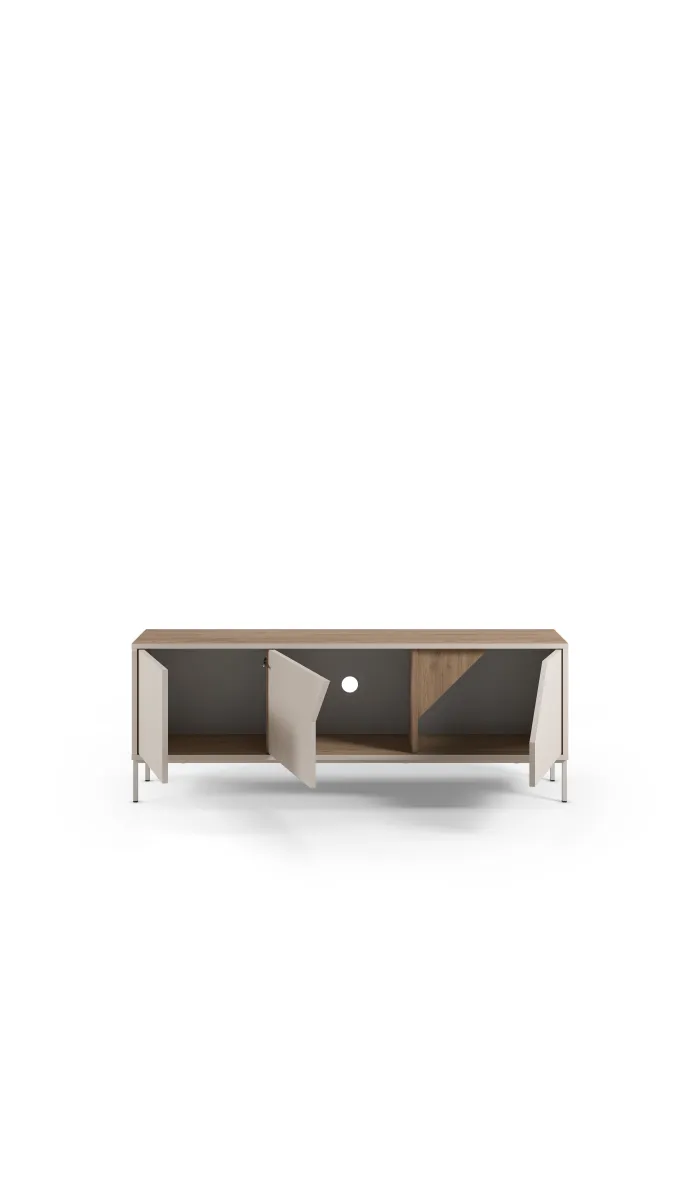 Mueble televisión Rómulo, crema y roble sepet, 150cm