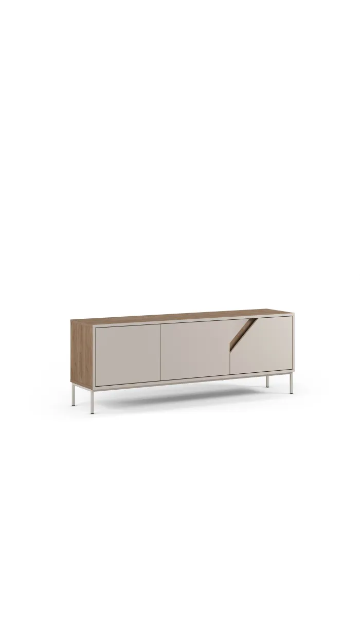 Mueble televisión Rómulo, crema y roble sepet, 150cm
