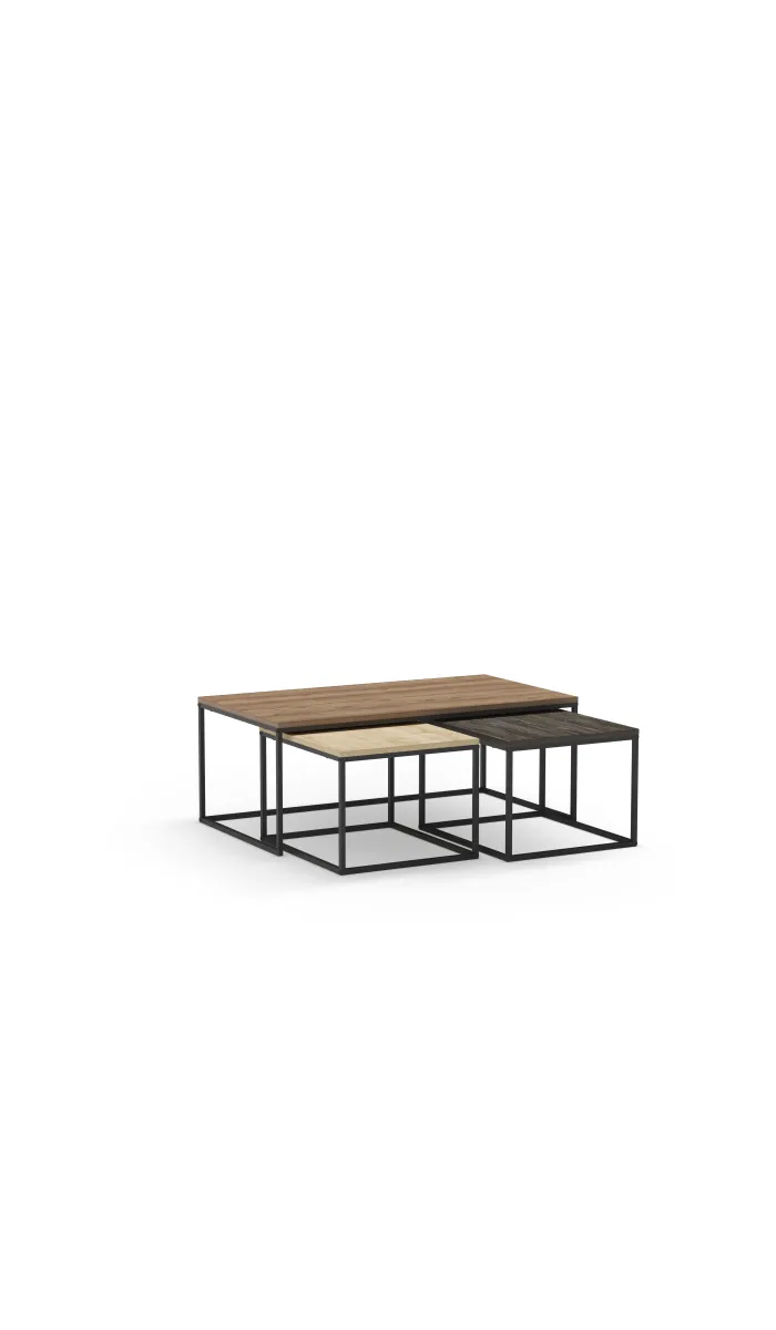 Set de 3 mesas de centro Zoilo en acabados modernos