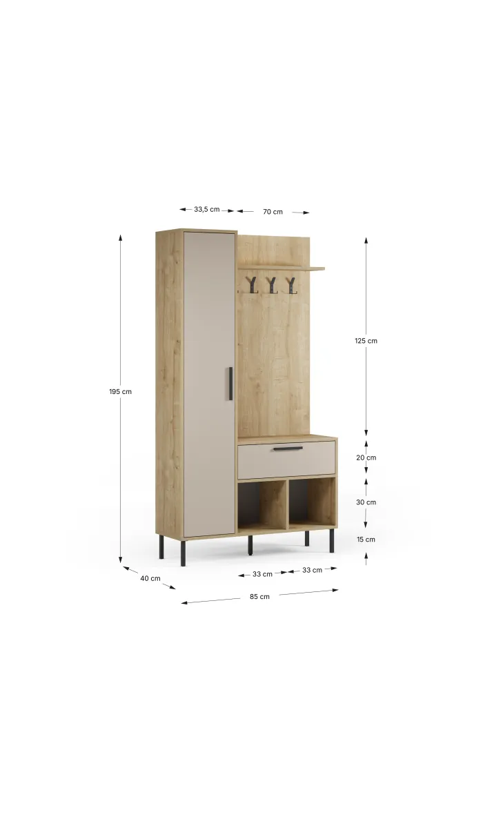 Receptor sapateiro 2 portas modelo Azahara com espelho e verde perch acabamento para sua casa