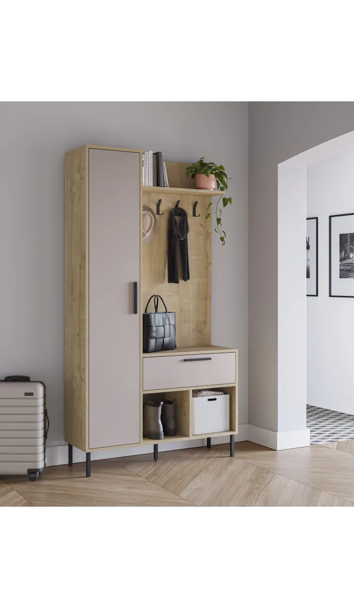 Receptor sapateiro 2 portas modelo Azahara com espelho e verde perch acabamento para sua casa