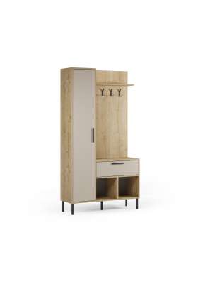 Recibidor zapatero 1 puerta, 1 cajón modelo Teho acabado crema, elegancia y funcionalidad para tu hogar.