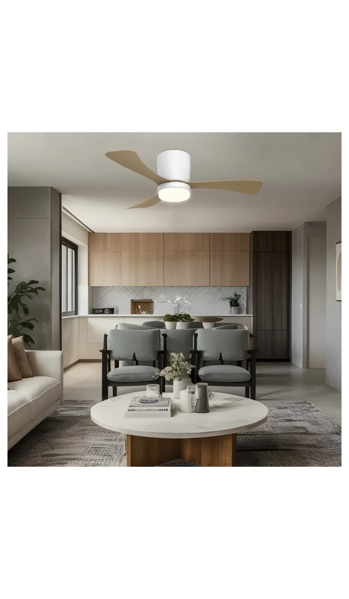 Ventilador a techo Kent, 3 palas blanco/madera