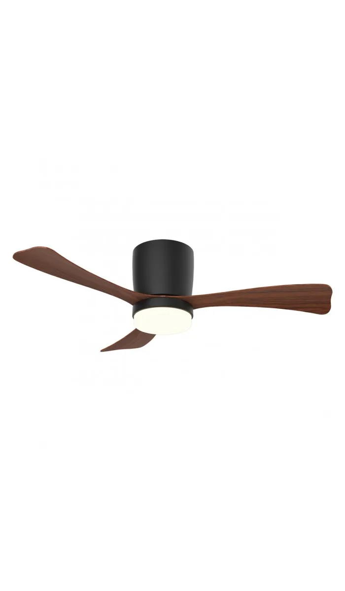 Ventilador de techo Kent, diseño negro/madera, 3 palas.