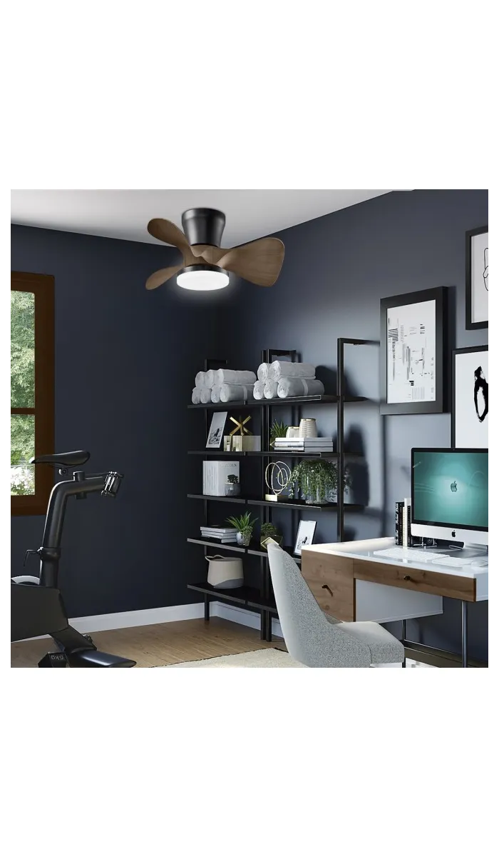 Ventilador de techo Siux negro/madera, 3 palas