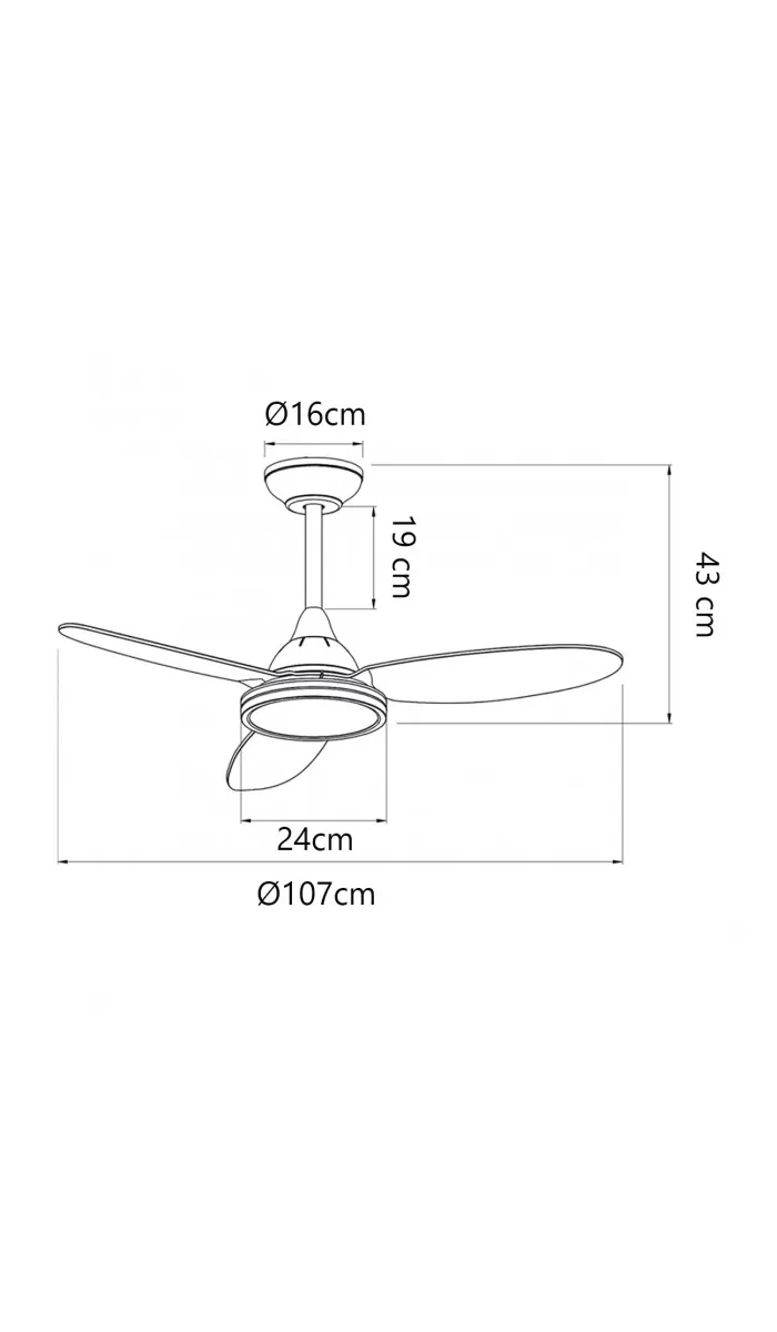 Ventilador de techo Mahon, 3 palas, blanco, 107cm
