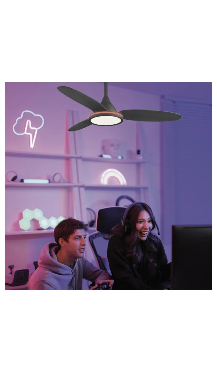 Ventilador de techo Mahon, 3 palas negras, 107 cm