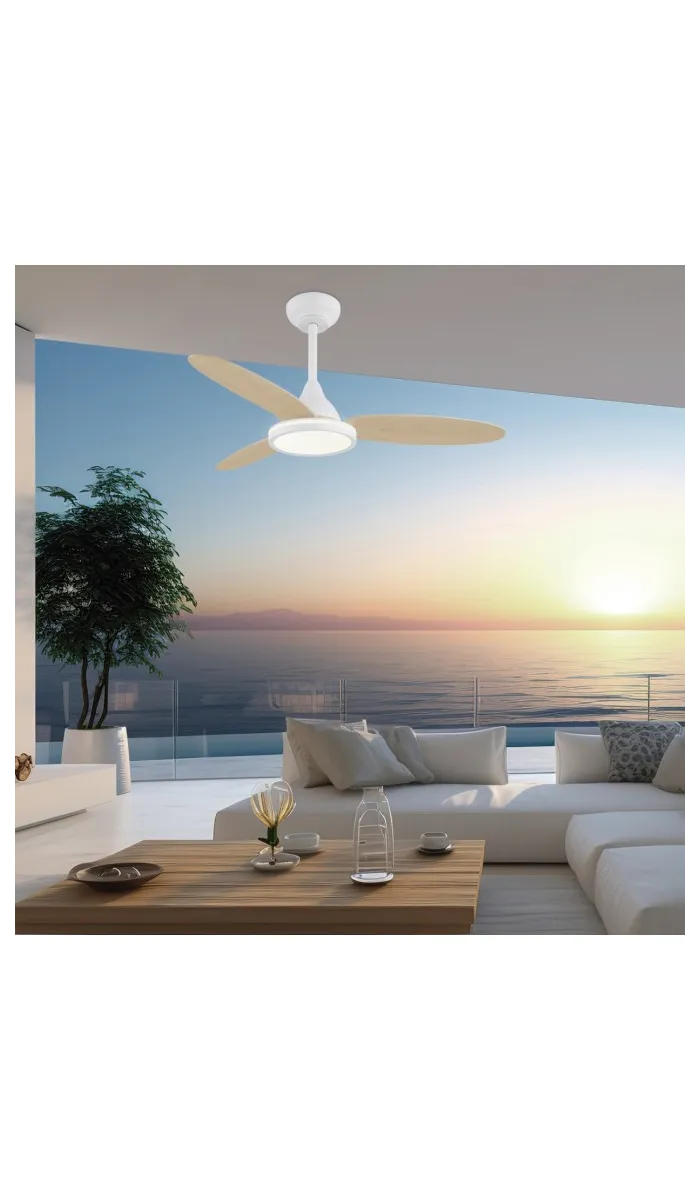 Ventilador Mahon 3 palas blanco/madera, 107 cm