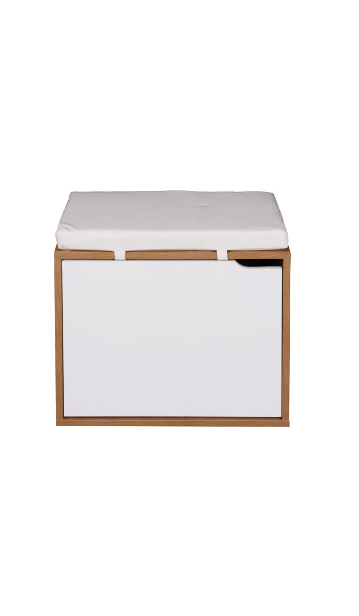 Banco zapatero 1 puerta, acabado cerezo/blanco, 46cm