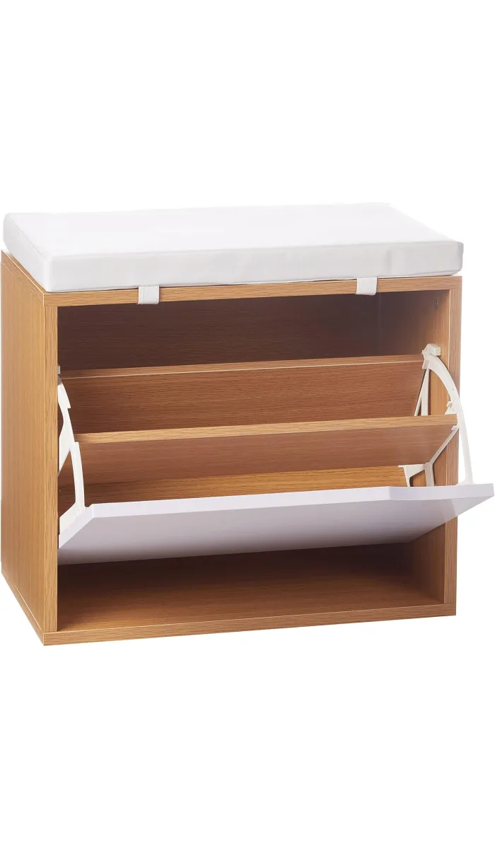 Banco zapatero 1 puerta, acabado cerezo/blanco, 46cm