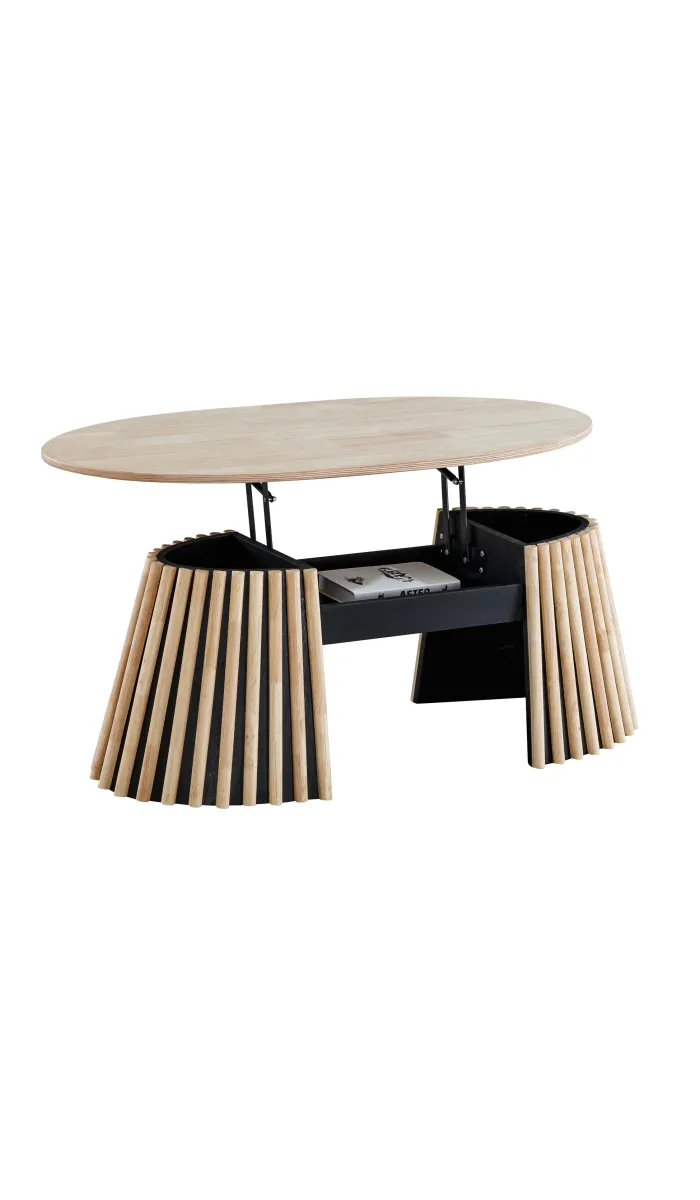 Adec Mesa centro elevable Zoe tapa con forma