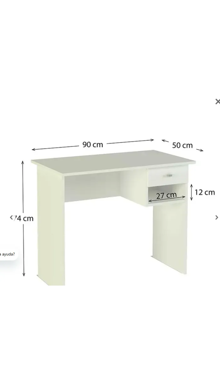 Escritorio Mate con cajón práctico y moderno en blanco
