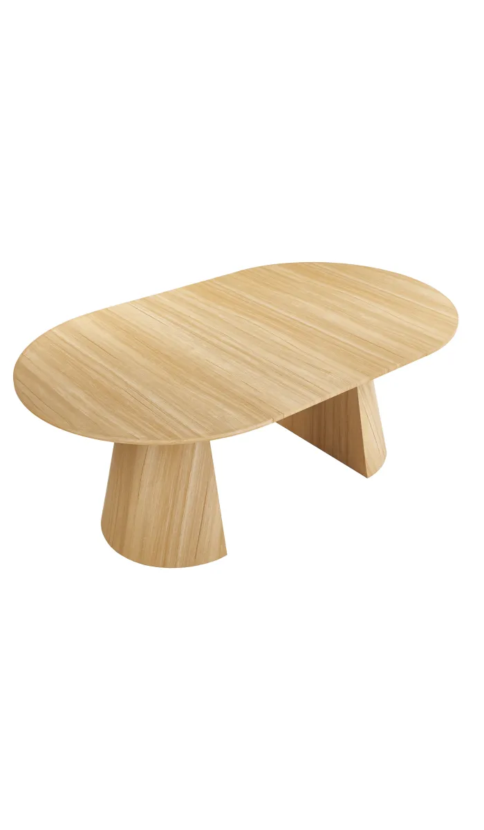 Mesa redonda extensible Damiano, acabado oak, 120-200 cm