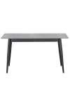 Mesa comedor rectangular Berna tapa cerámico grees gris patas metal negro, 75cm(alto) 140cm(ancho) 80cm(largo)