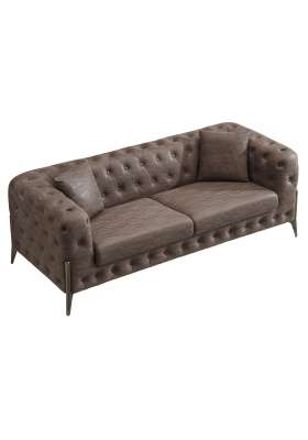 Sofá 3 quadrados elegante e confortável chesterfield na pele simile